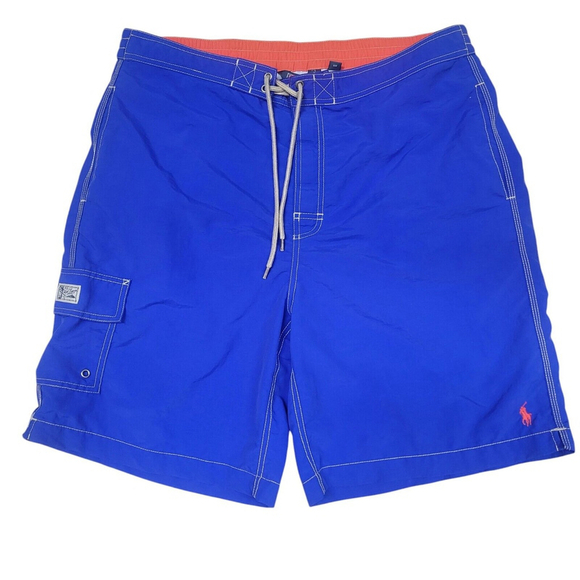 Polo Ralph Lauren Swim Trunks Suit Wear Blue Orange Pony - Men's XL Pre-owned - Picture 1 of 7